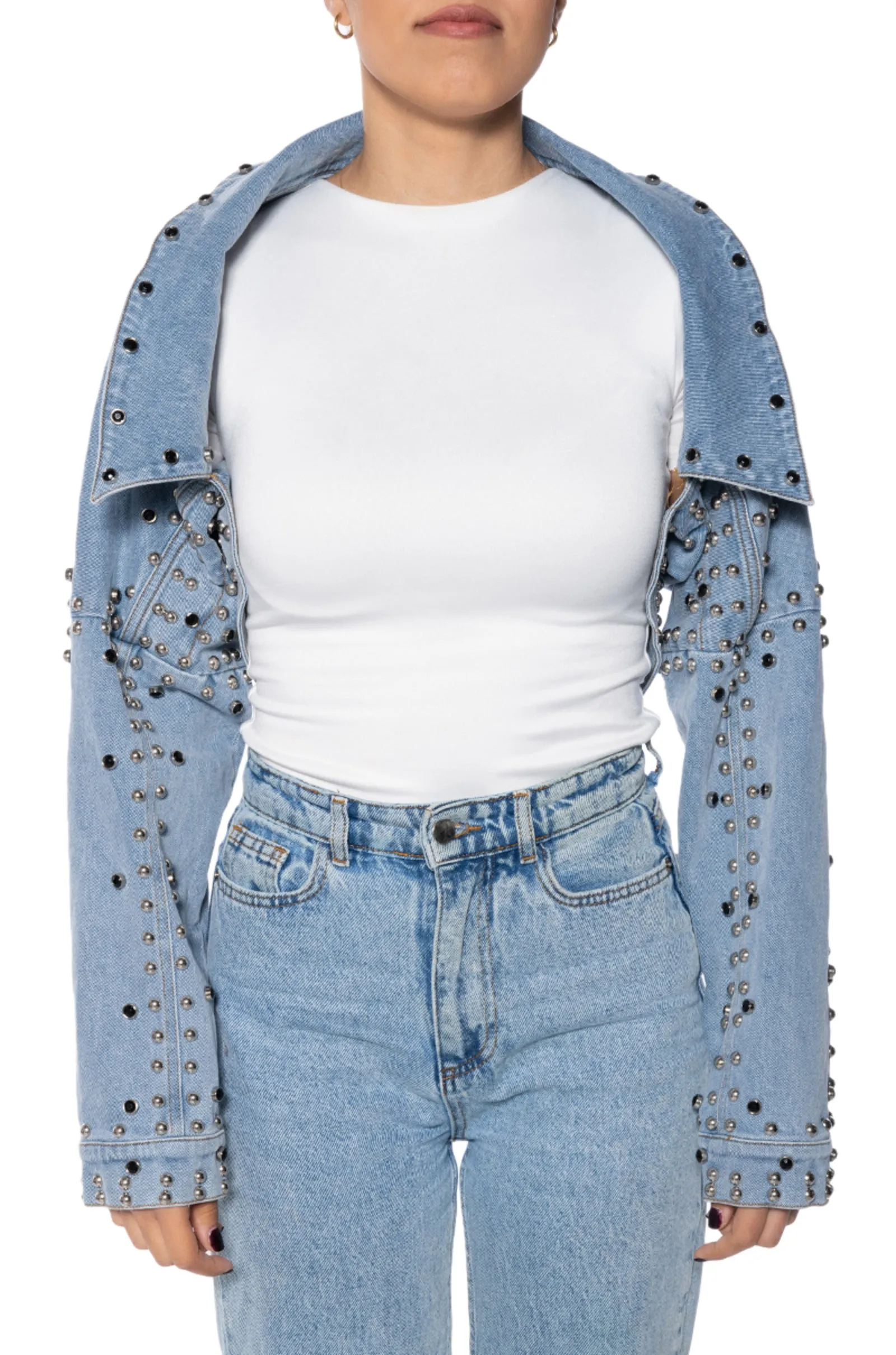 ALYX-DENIM DRAPED STUDDED JACKET