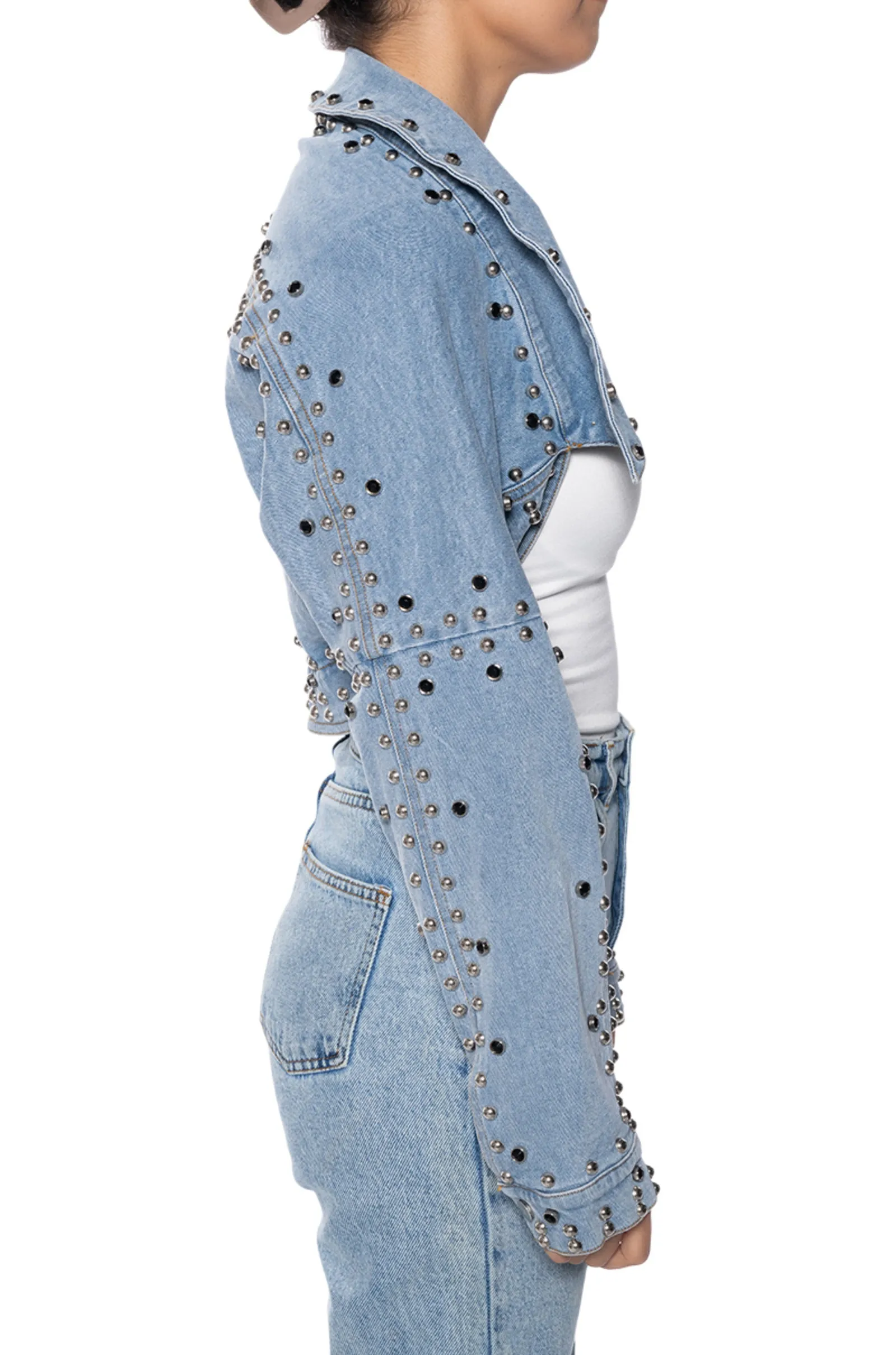 ALYX-DENIM DRAPED STUDDED JACKET