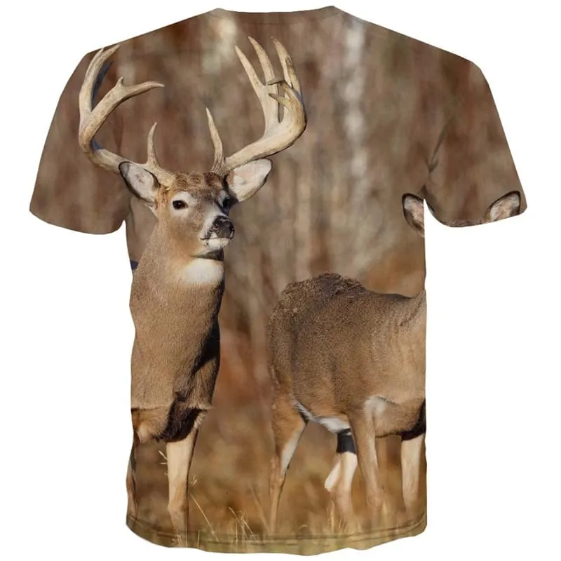 Animal T shirts Men Deer Tshirt Printed Forest T-shirts 3d Harajuku Shirt Print