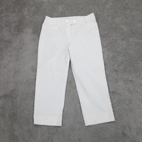 Ann Taylor Women Dress Pant Straight Leg Mid Rise Pockets Cotton White Size 8