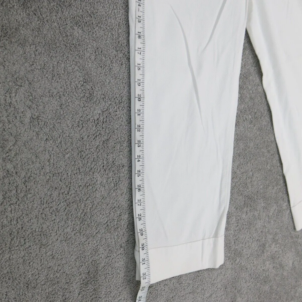 Ann Taylor Women Dress Pant Straight Leg Mid Rise Pockets Cotton White Size 8