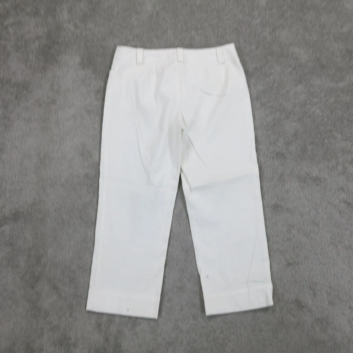 Ann Taylor Women Dress Pant Straight Leg Mid Rise Pockets Cotton White Size 8