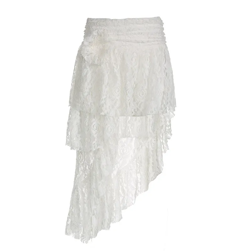 Asymmetrical Lace Personality Mini Skirt