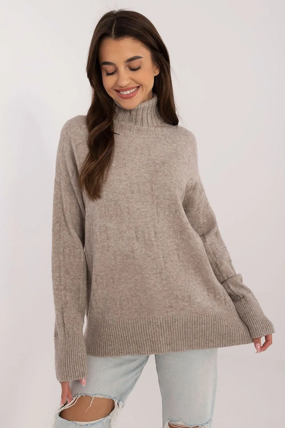 AT Geo Print Turtleneck Sweater