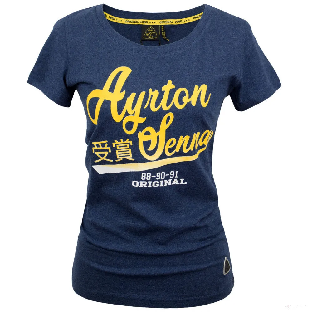 Ayrton Senna Womens T-shirt, Vintage, Blue, 2020