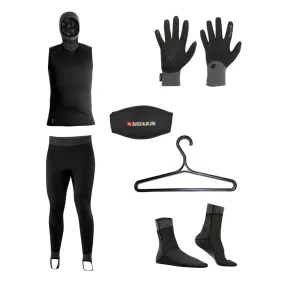 BARE Men's Exowear Hooded Vest, Pants, Gloves, Socks Package w/ FREE Wetsuit Hanger & Mask Strap