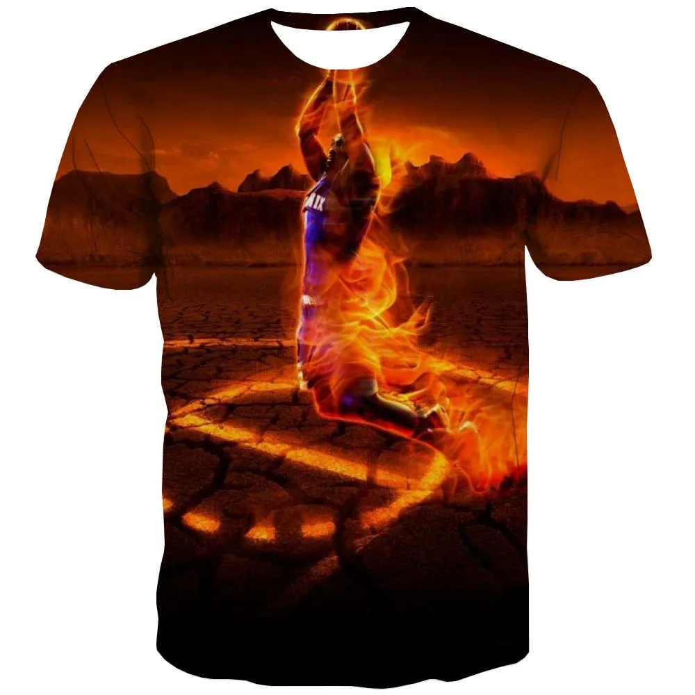 Basketball T-shirt Men Night View Shirt Print Galaxy T-shirts 3d City Tshirt Anime