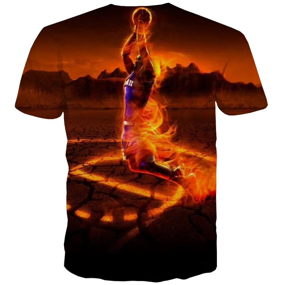 Basketball T-shirt Men Night View Shirt Print Galaxy T-shirts 3d City Tshirt Anime