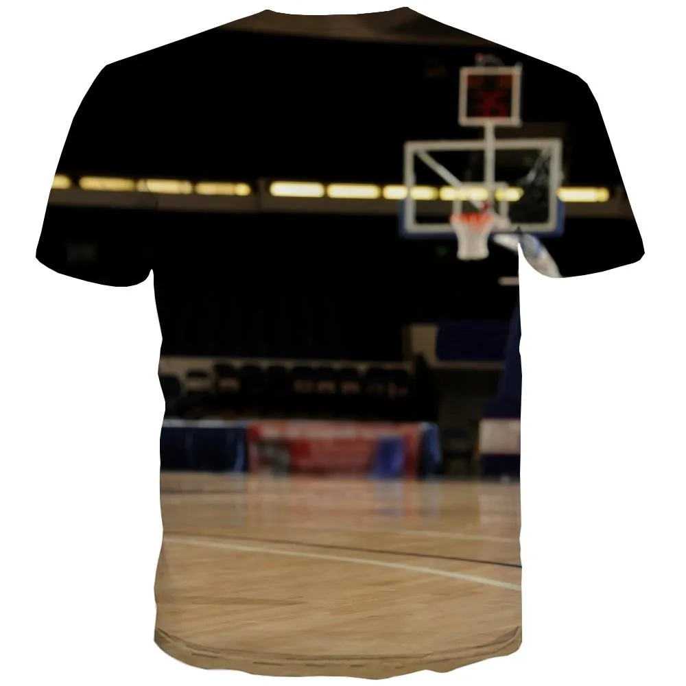 Basketball T shirts Men Night View Tshirts Cool Galaxy Tshirts Novelty City T-shirts Graphic