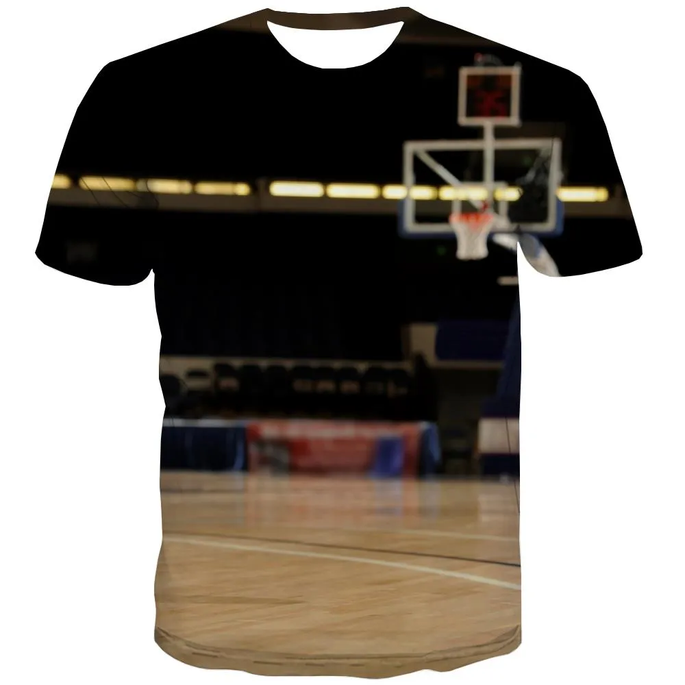 Basketball T shirts Men Night View Tshirts Cool Galaxy Tshirts Novelty City T-shirts Graphic