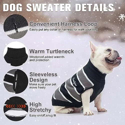 BEAUTYZOO Small Dog Sweater -Turtleneck Pullover Classic Cable Knit Fuzzy Winter Coat Dog Cold Weather Clothes for Small Medium Dogs Puppy Girl Boys,Purple XS