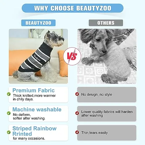 BEAUTYZOO Small Dog Sweater -Turtleneck Pullover Classic Cable Knit Fuzzy Winter Coat Dog Cold Weather Clothes for Small Medium Dogs Puppy Girl Boys,Purple XS