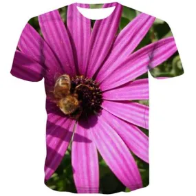 Bee T-shirt Men Flower T-shirts Graphic Animal Tshirts Cool Leisure Tshirt Anime