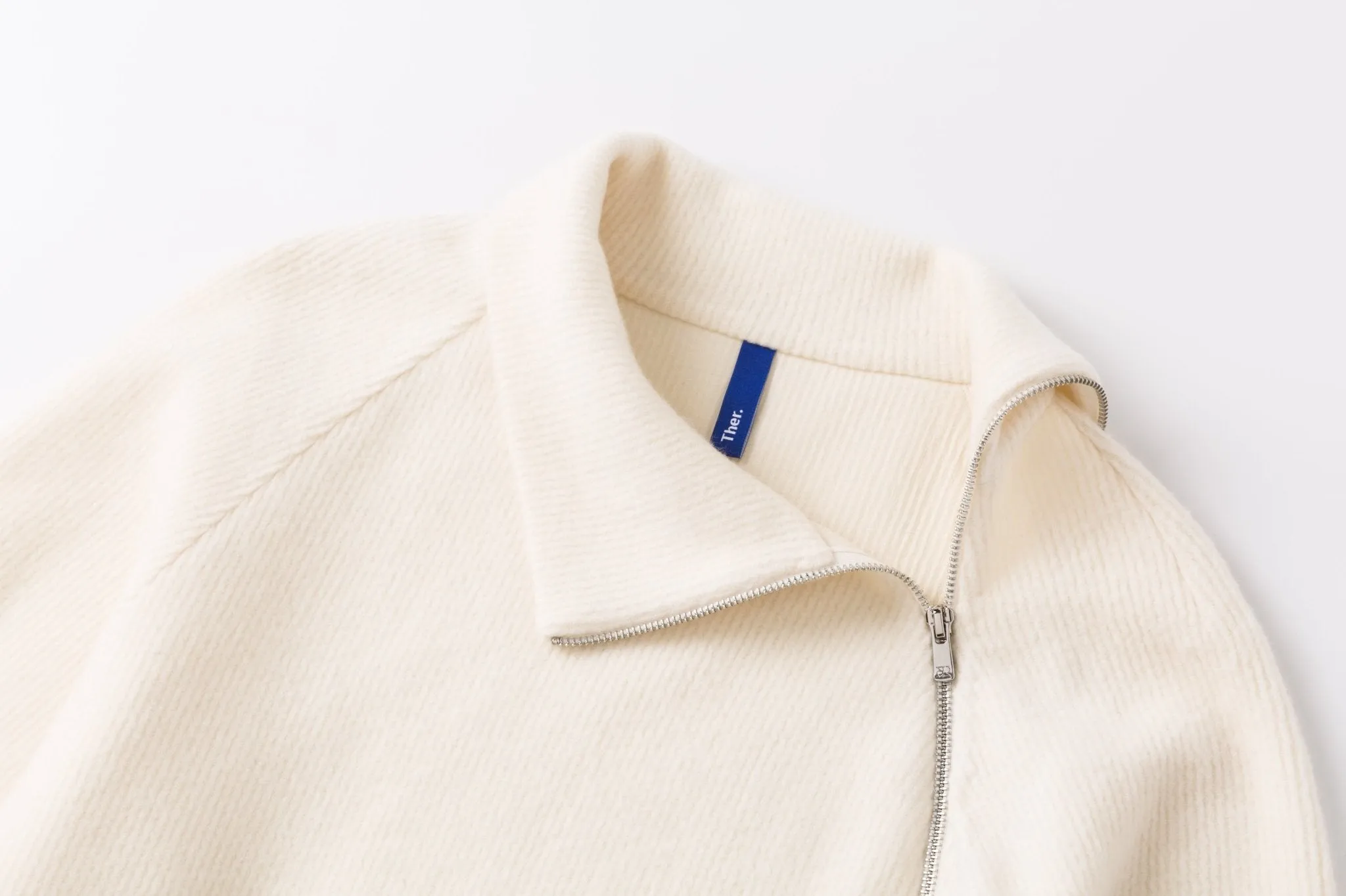 Beige Zipped Turtleneck Wool Pullover