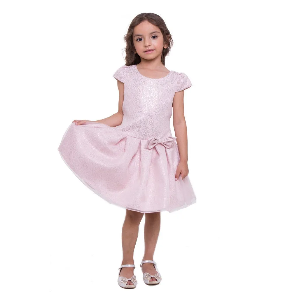 Big Girls Blush Organza Overlay Pleated Flower Girl Dress 8-12