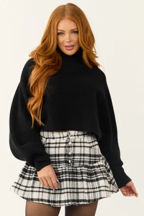 Black Turtleneck Cropped Thick Sweater