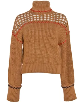 Camel Knit Lilian Turtleneck Sweater