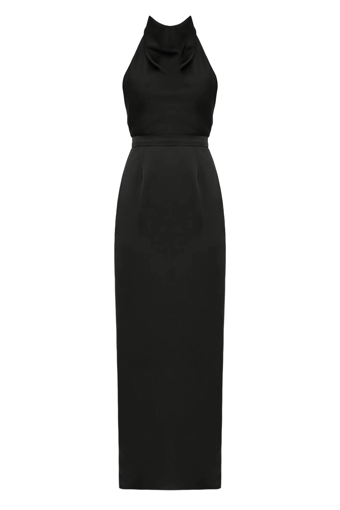 CASANDRA Black Cowl Neck Long Evening Dress