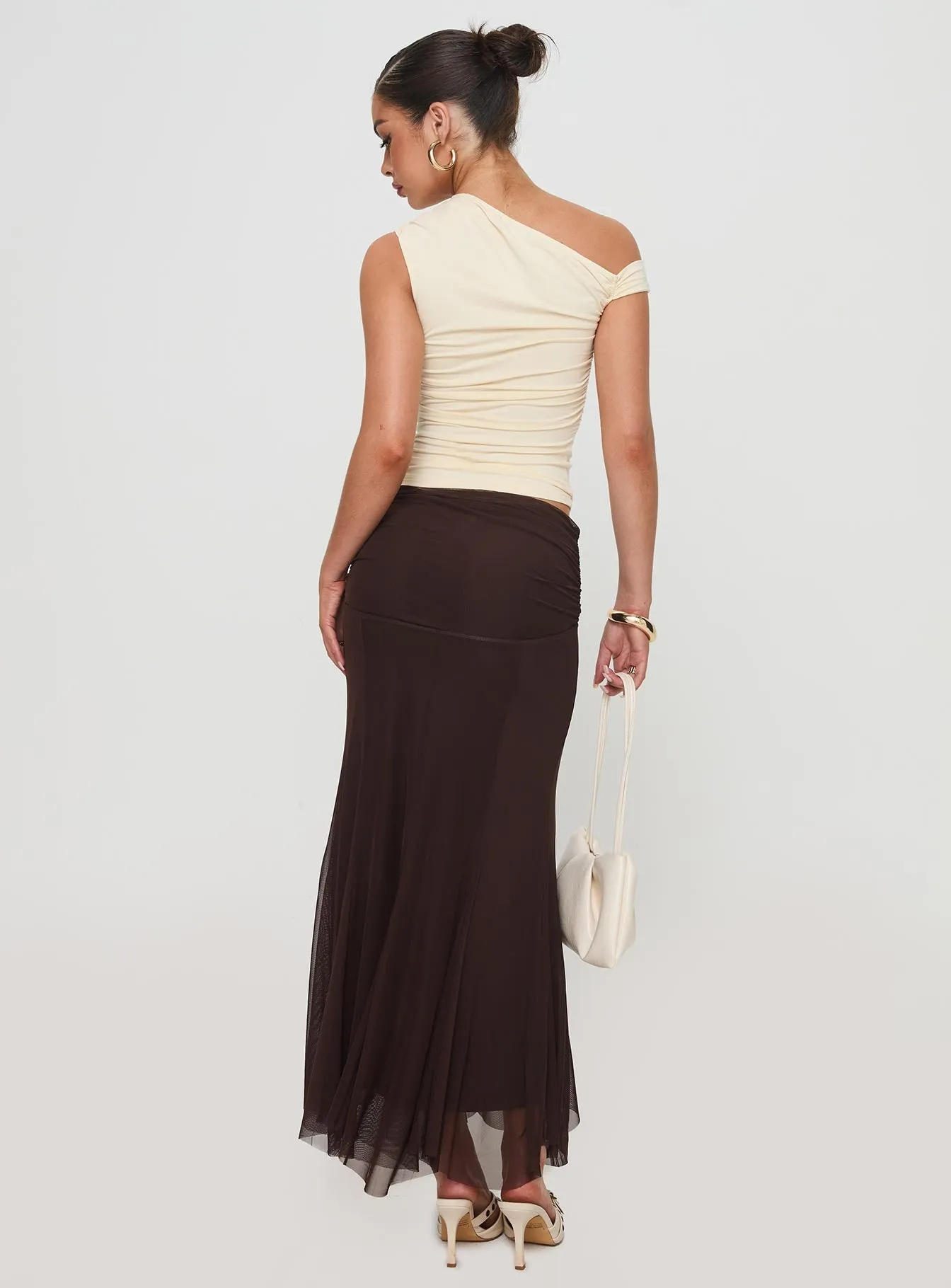 Cavatelli Ruched Maxi Skirt Chocolate