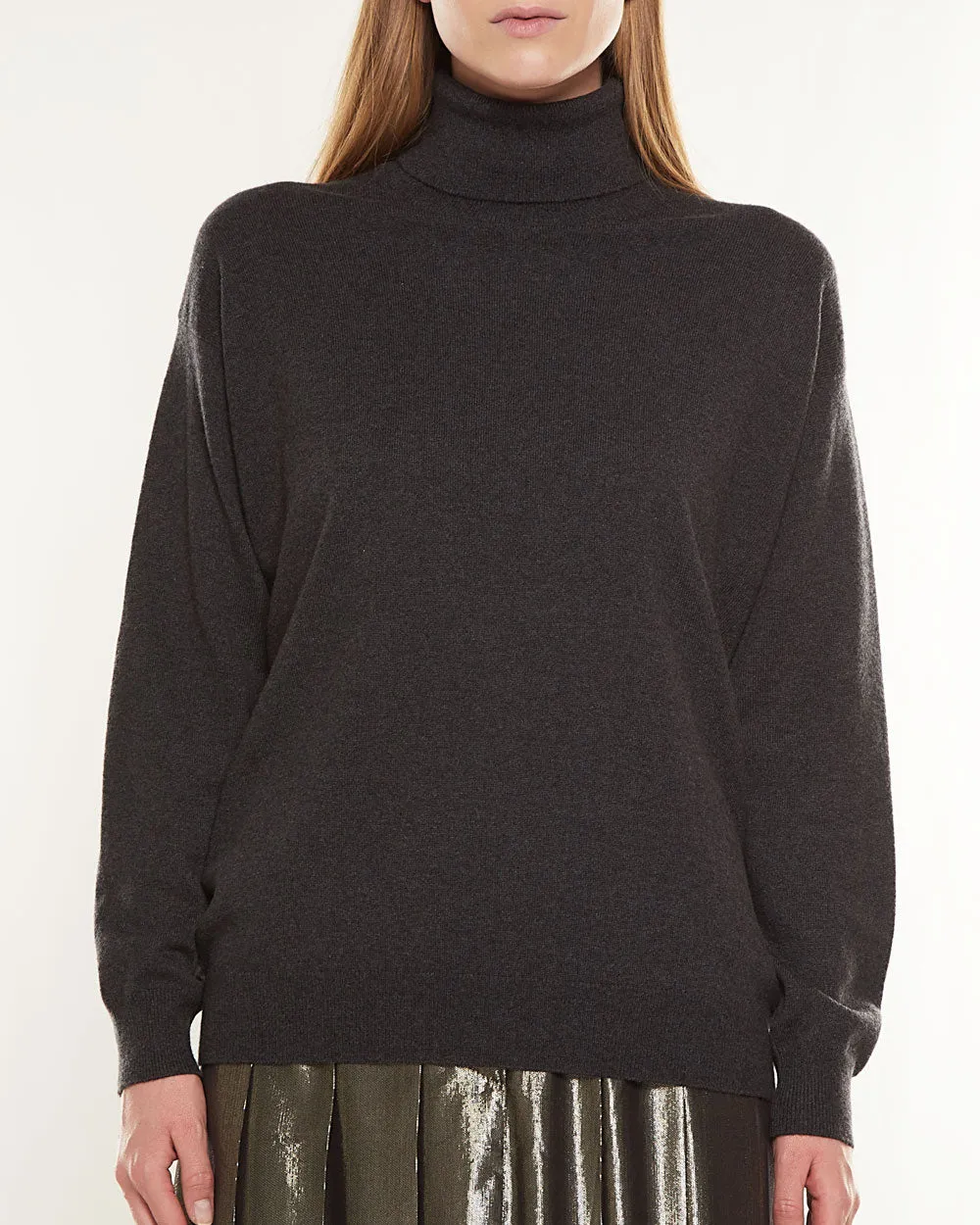 Charcoal Cashmere Turtleneck Sweater