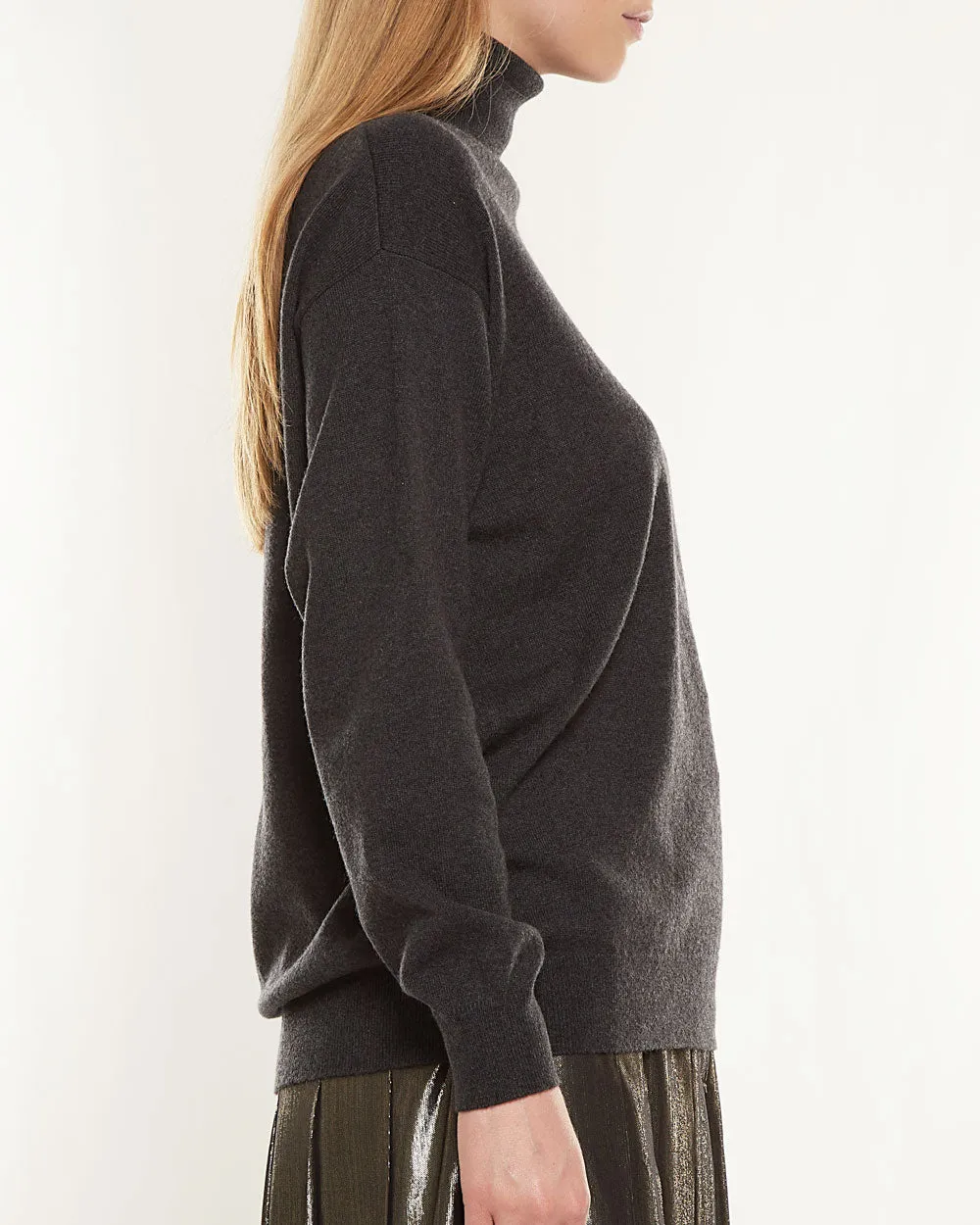 Charcoal Cashmere Turtleneck Sweater