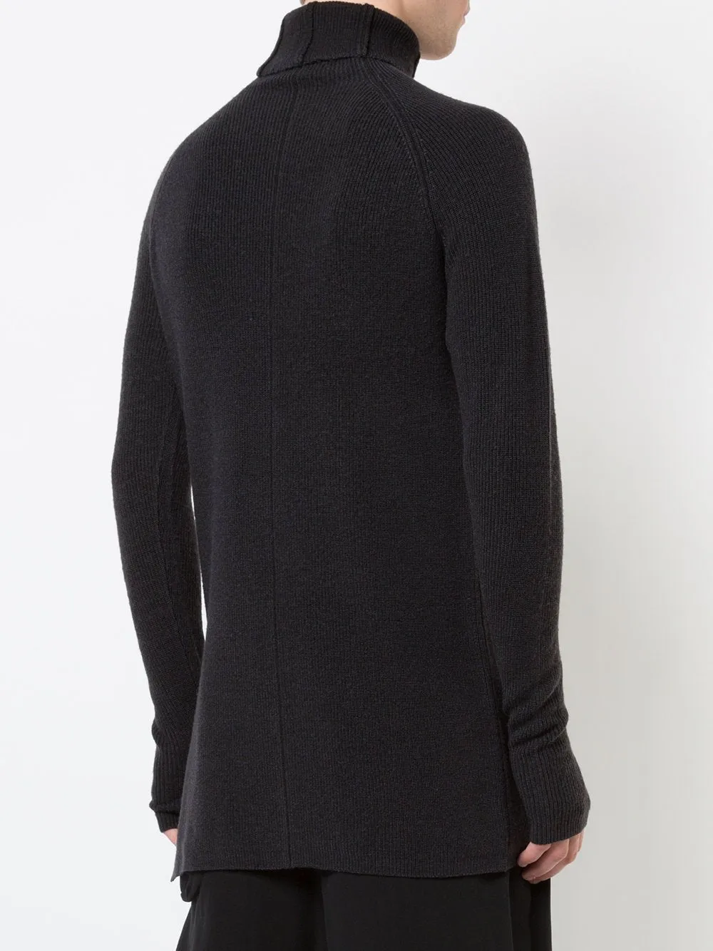 Charcoal Wool Ribbed High Neck Pullover