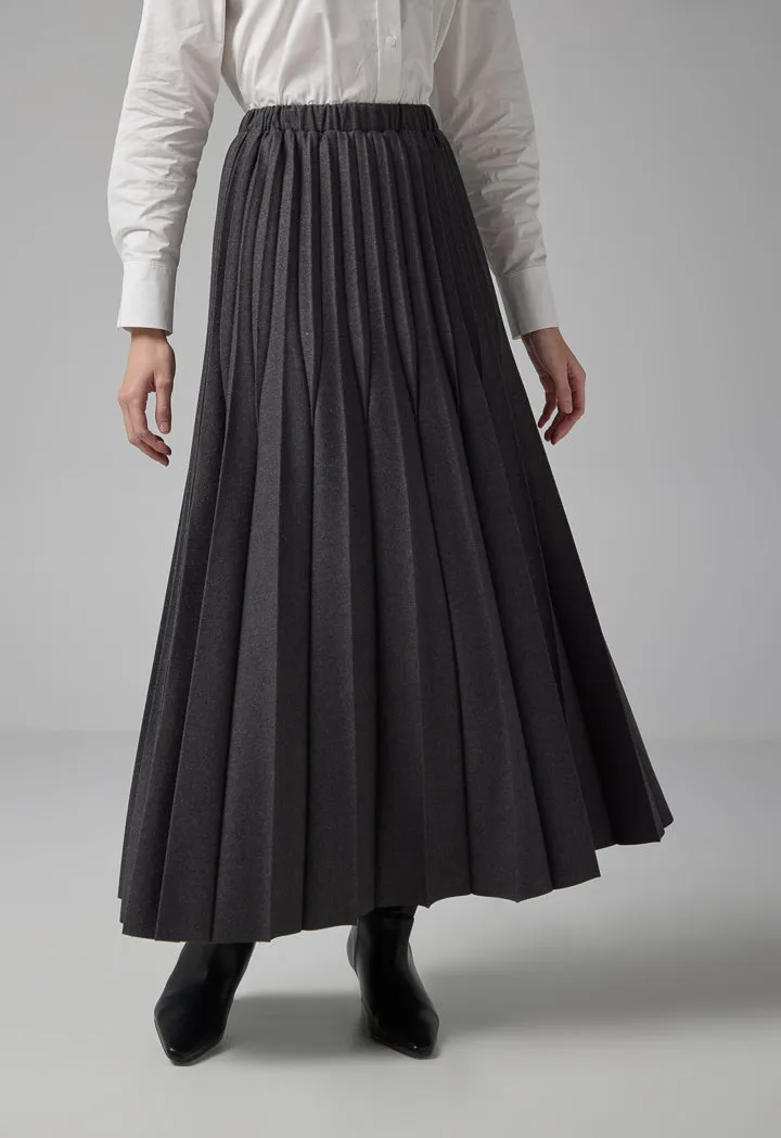 Choice Solid Pleated Maxi Skirt Anthracite