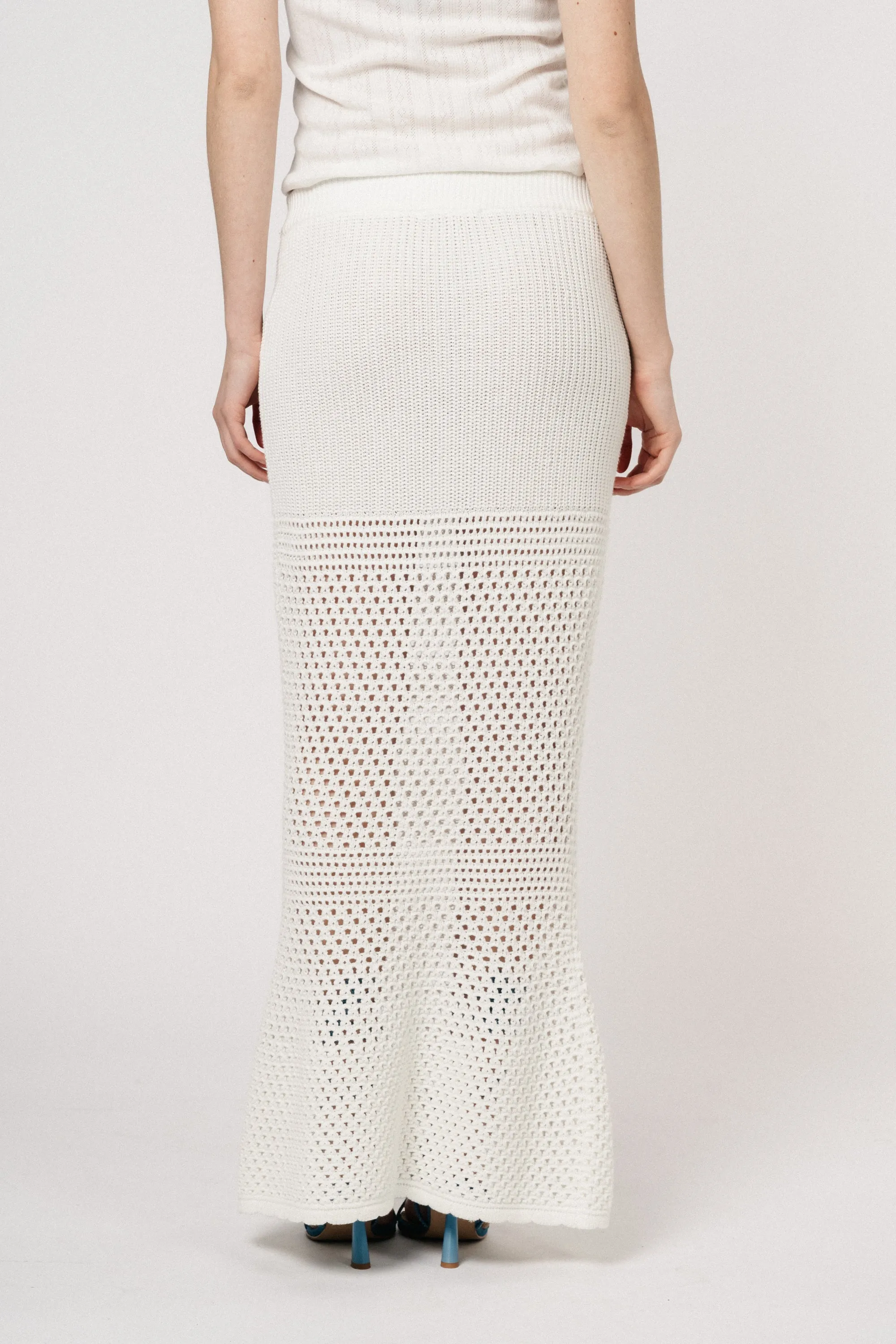 Coco Crochet Knit Maxi Skirt - White