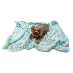 Colorful Hearts Blue Ultra Plush Dog Blanket