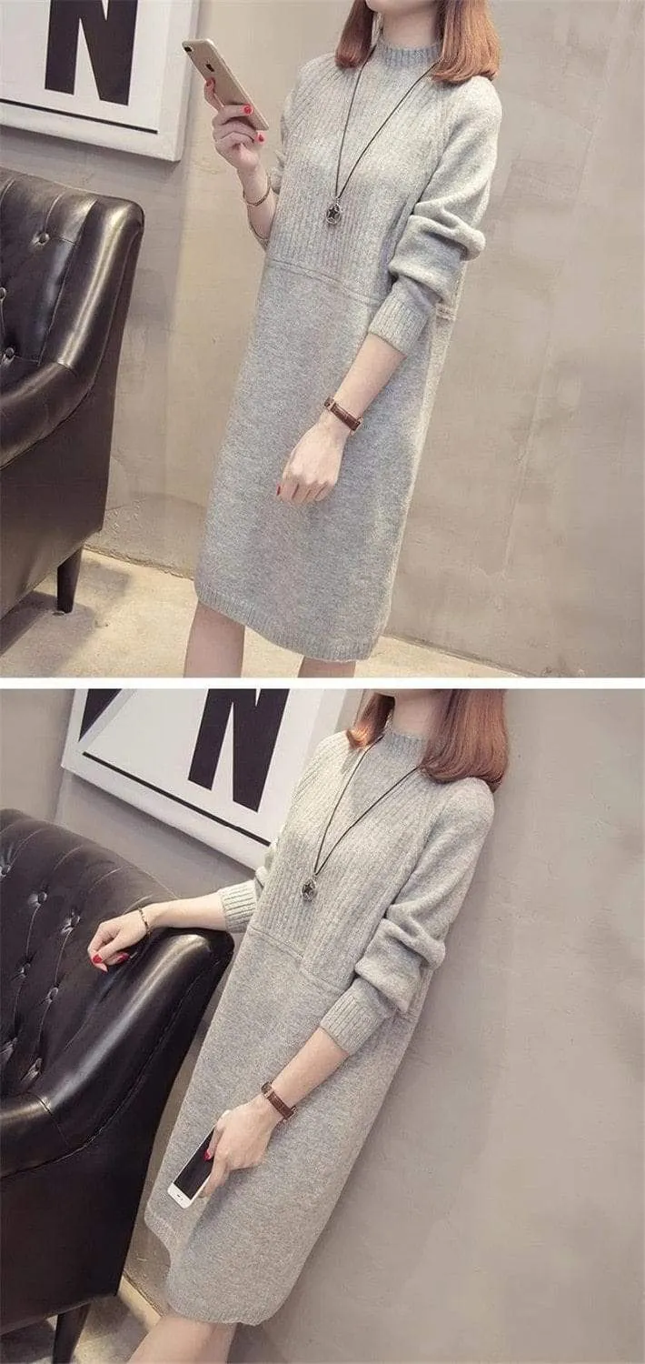 Conservative Turtleneck Sweater Dress