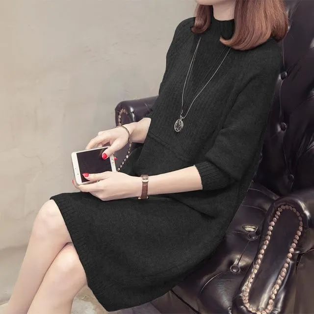 Conservative Turtleneck Sweater Dress