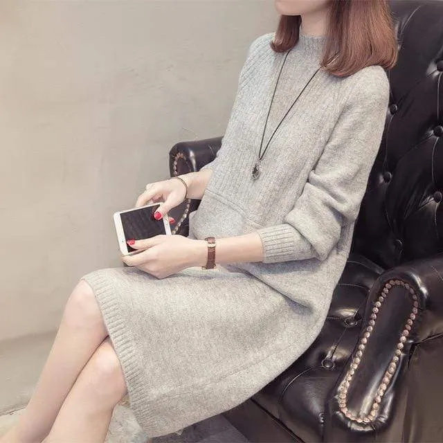 Conservative Turtleneck Sweater Dress