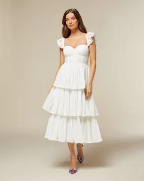 Corset Pleated Midi Dress