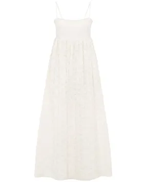 Cream Embroidered Iggy Midi Dress