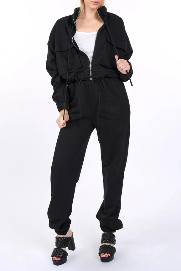 Cropped Utility Jacket and Joggers Set