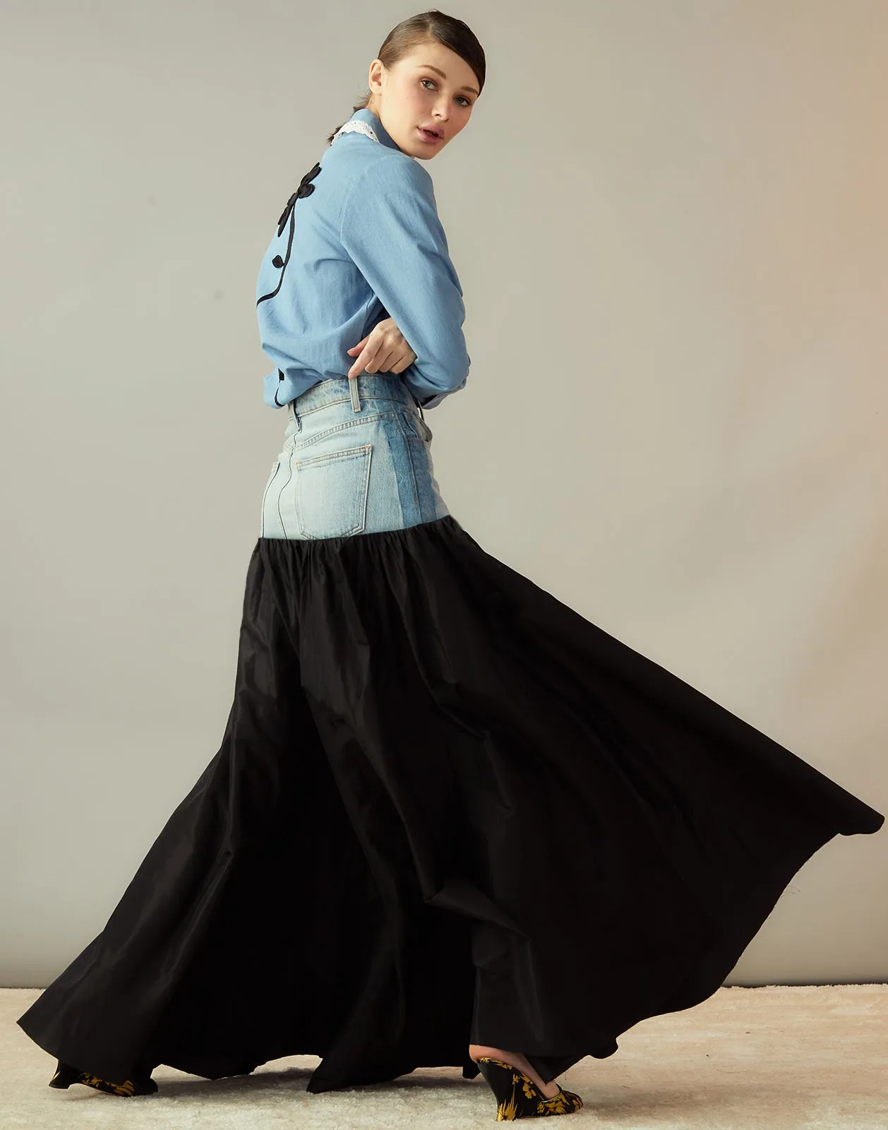 Denim Taffeta Skirt