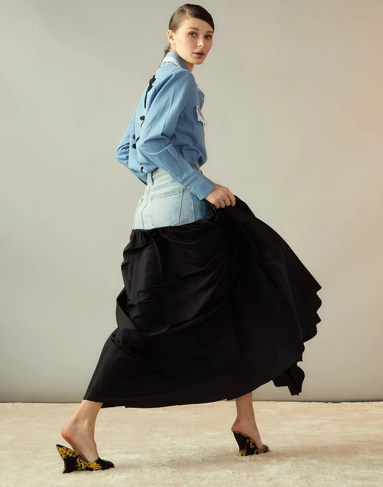 Denim Taffeta Skirt