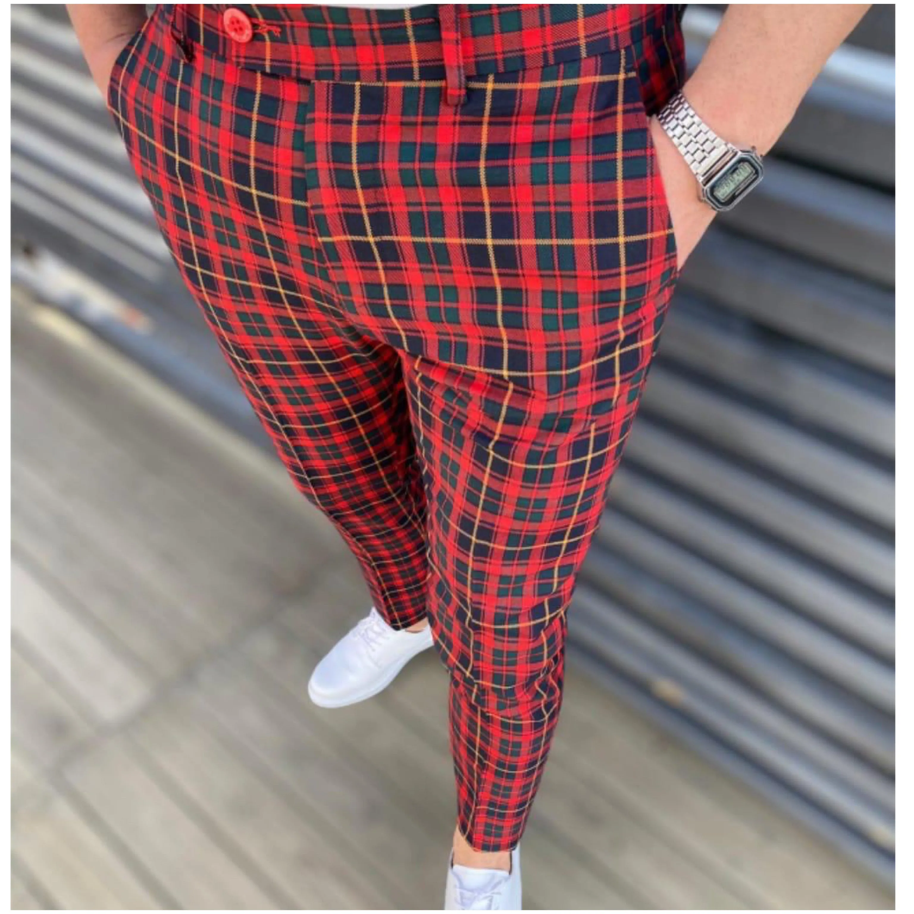 DJ PLUS: Plaid Skinny Dress Pants