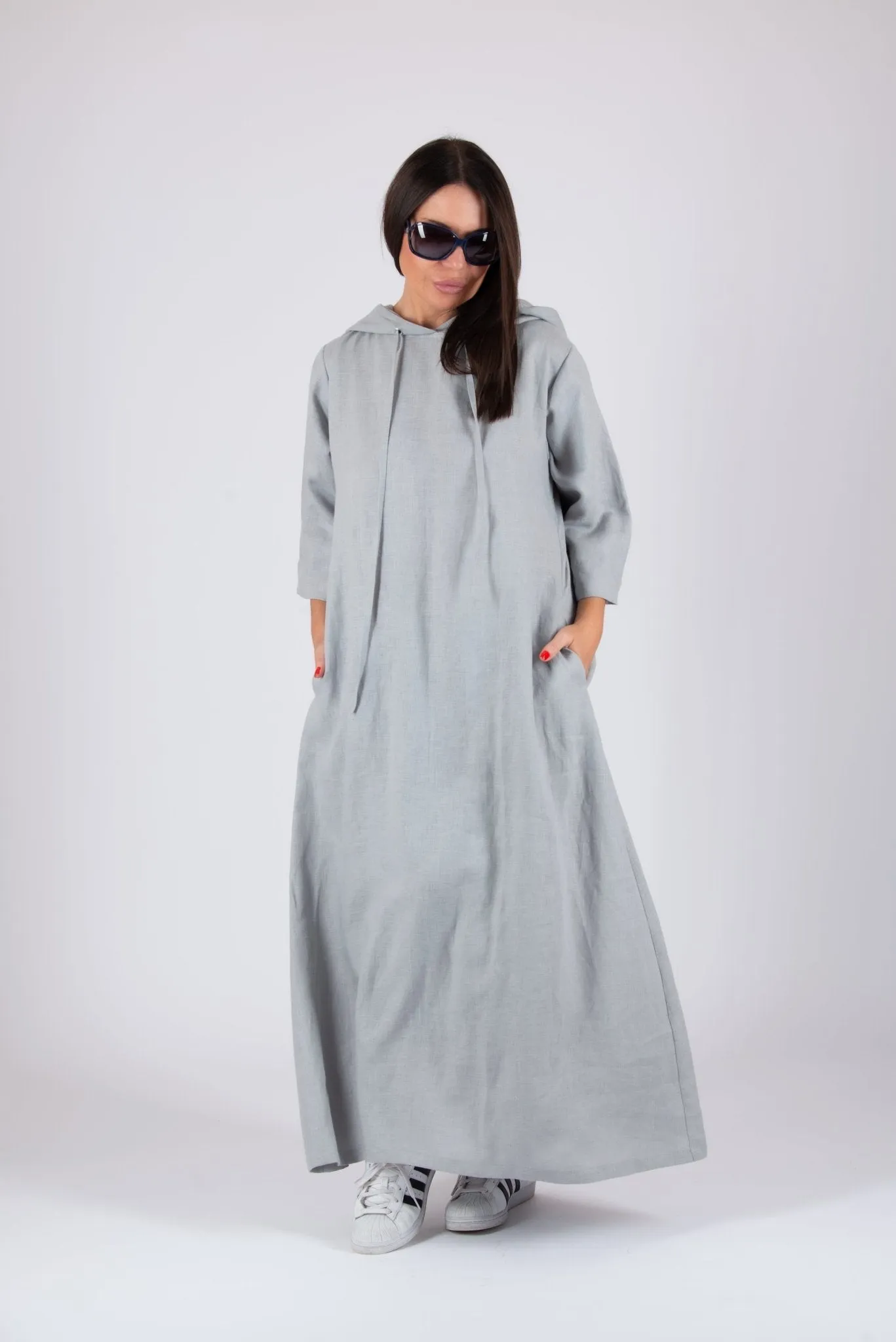 DOMENICA Linen Hooded Dress