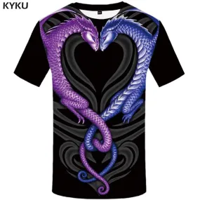 Dragon T shirt Men Animal Tshirt Anime Yinyang T shirts Funny Space Tshirts Print Black T-shirt 3d Mens Clothing Hip hop Unisex