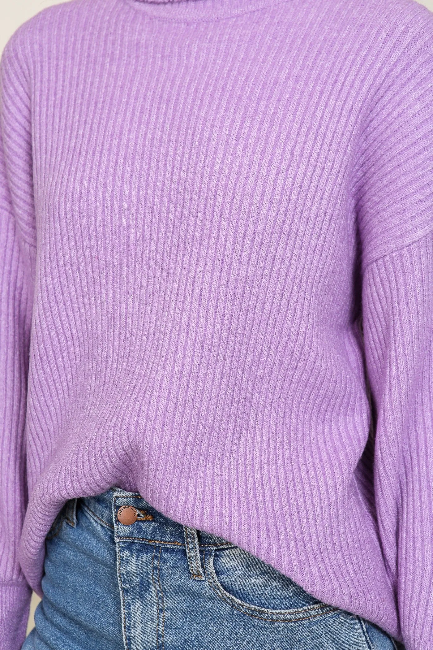 Drop Shoulder Turtleneck Sweater