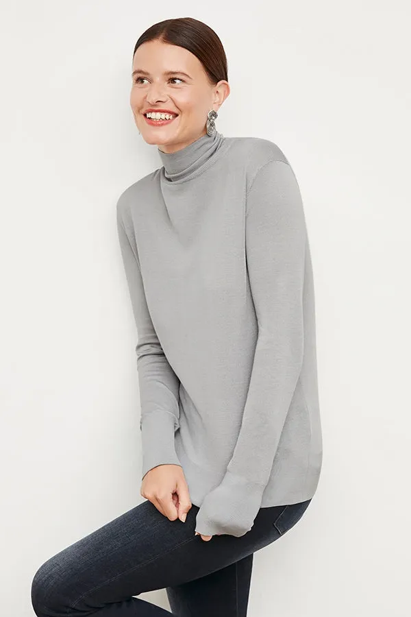 Elizabeth Turtleneck - Silk Jersey :: Pale Gray