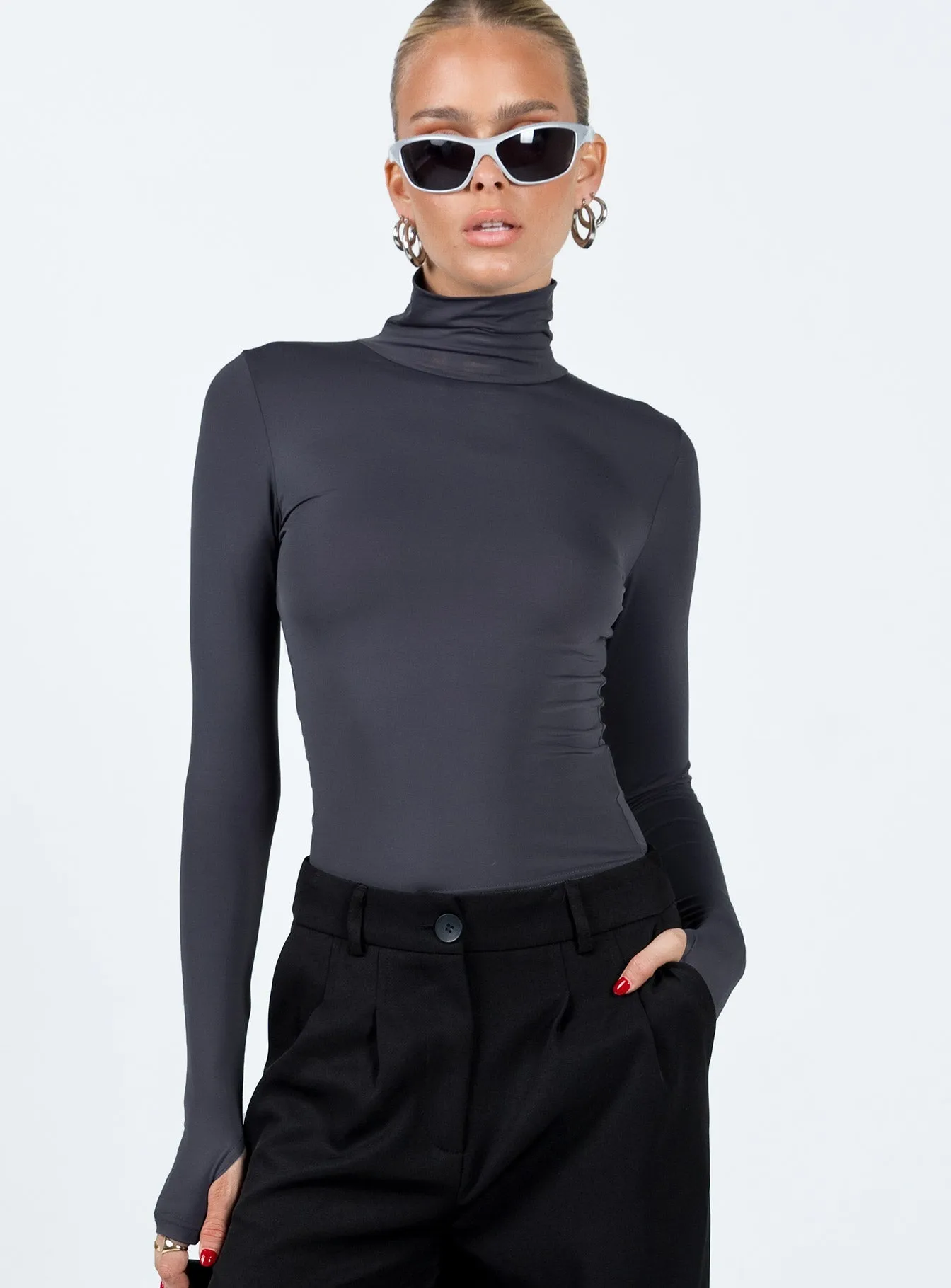 Elysium Long Sleeve Turtleneck Top Grey