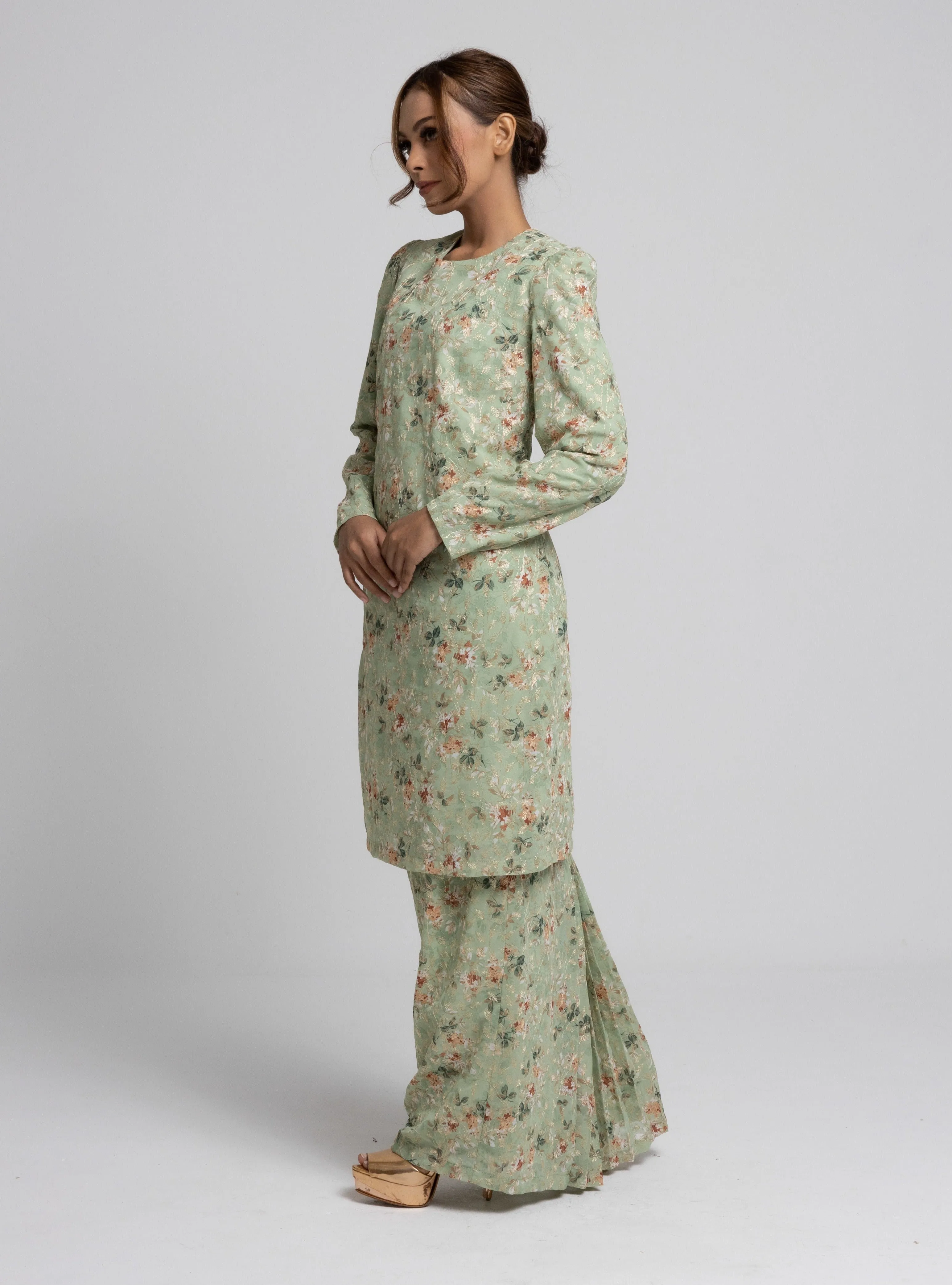 Emanuel Chiffon Mini Kurung - Green