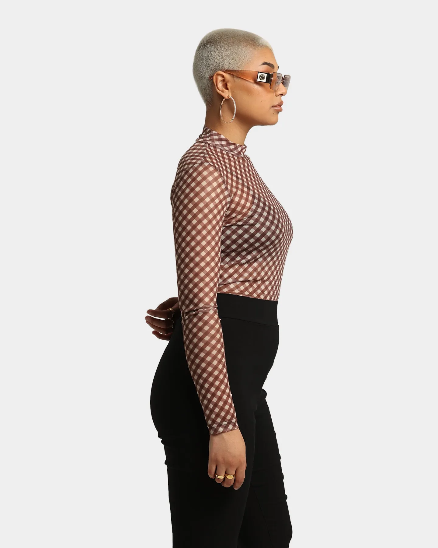 EN ES Women's Cheeky Check Mesh Top Check