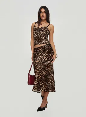 Enigmatic Maxi Skirt Leopard