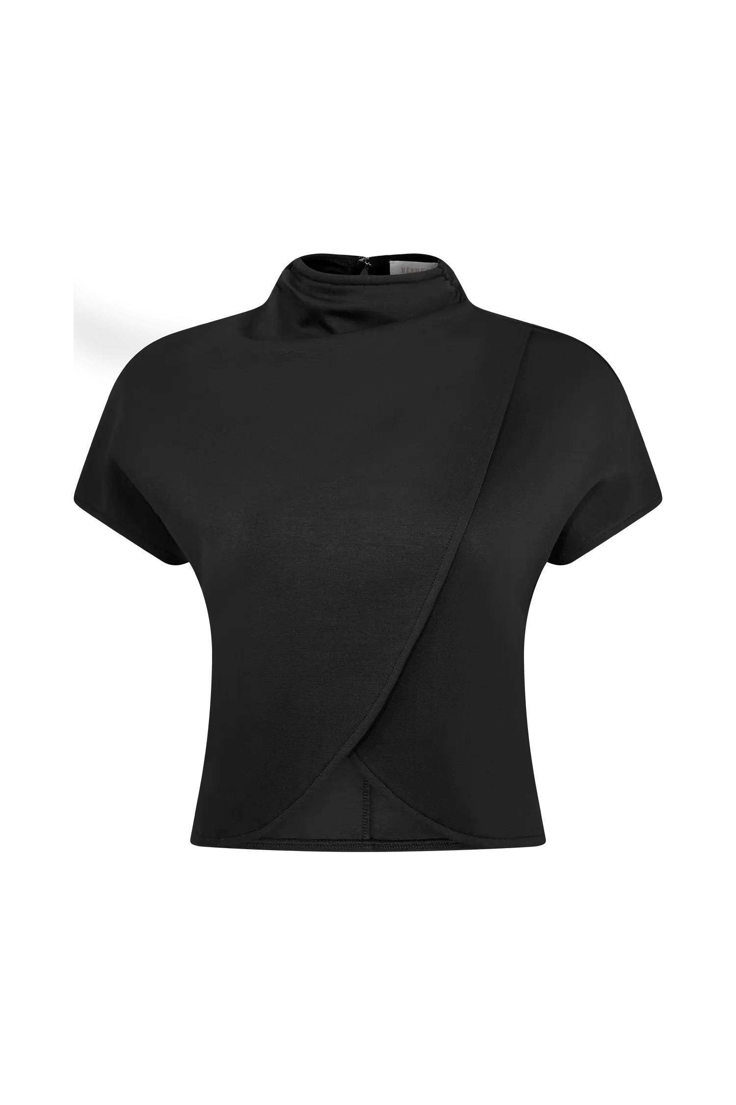 Eris High Neck Scuba Jersey Top - Black