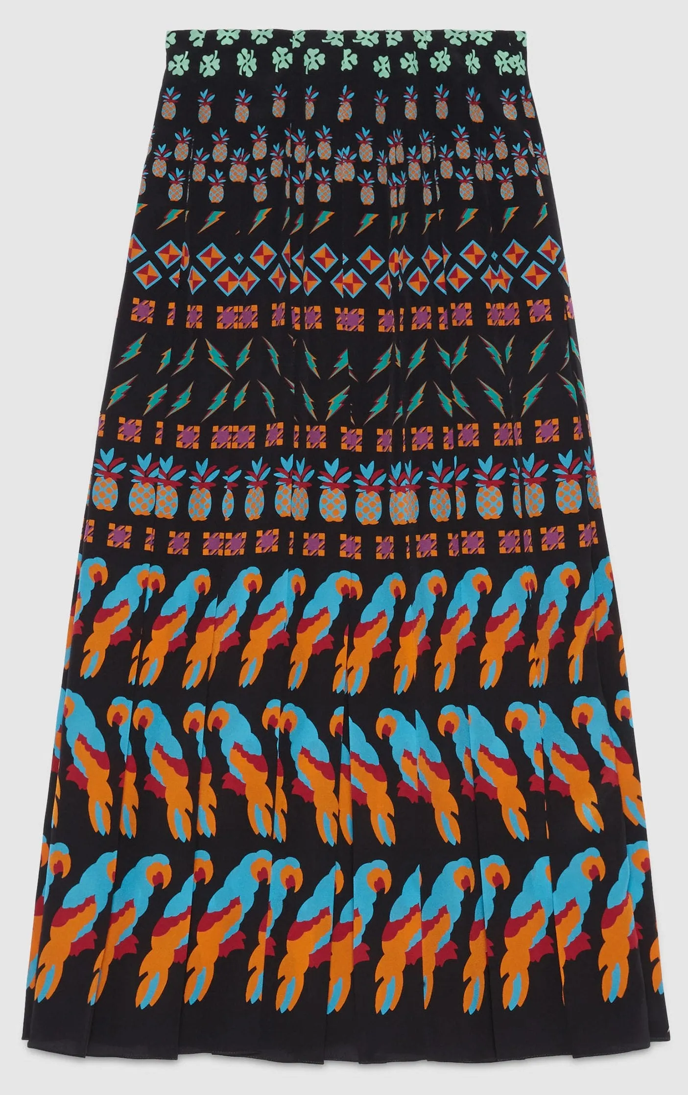 Exotic Print Pleated Skirt