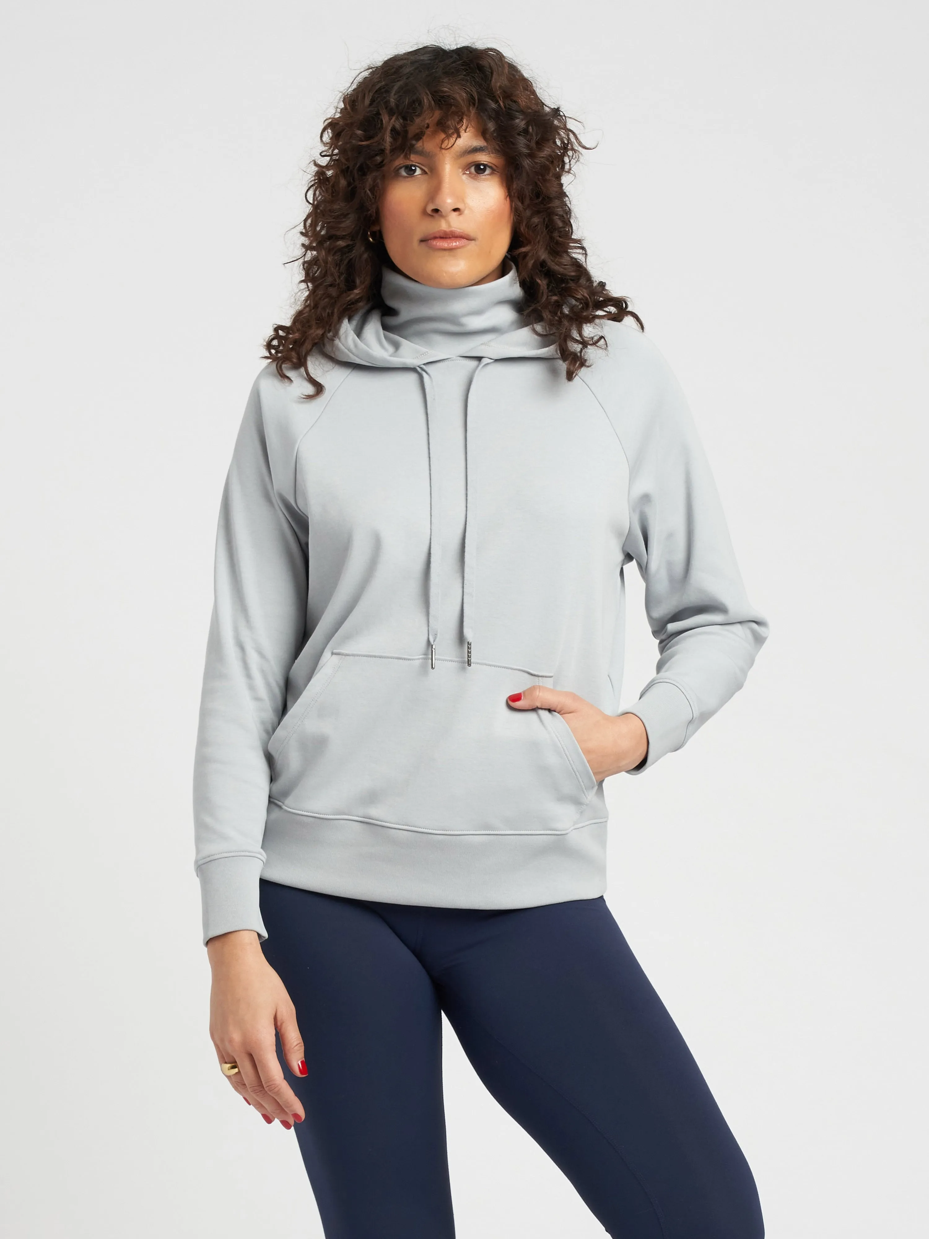 Fallon Funnel Neck Hoodie - Grey Sky