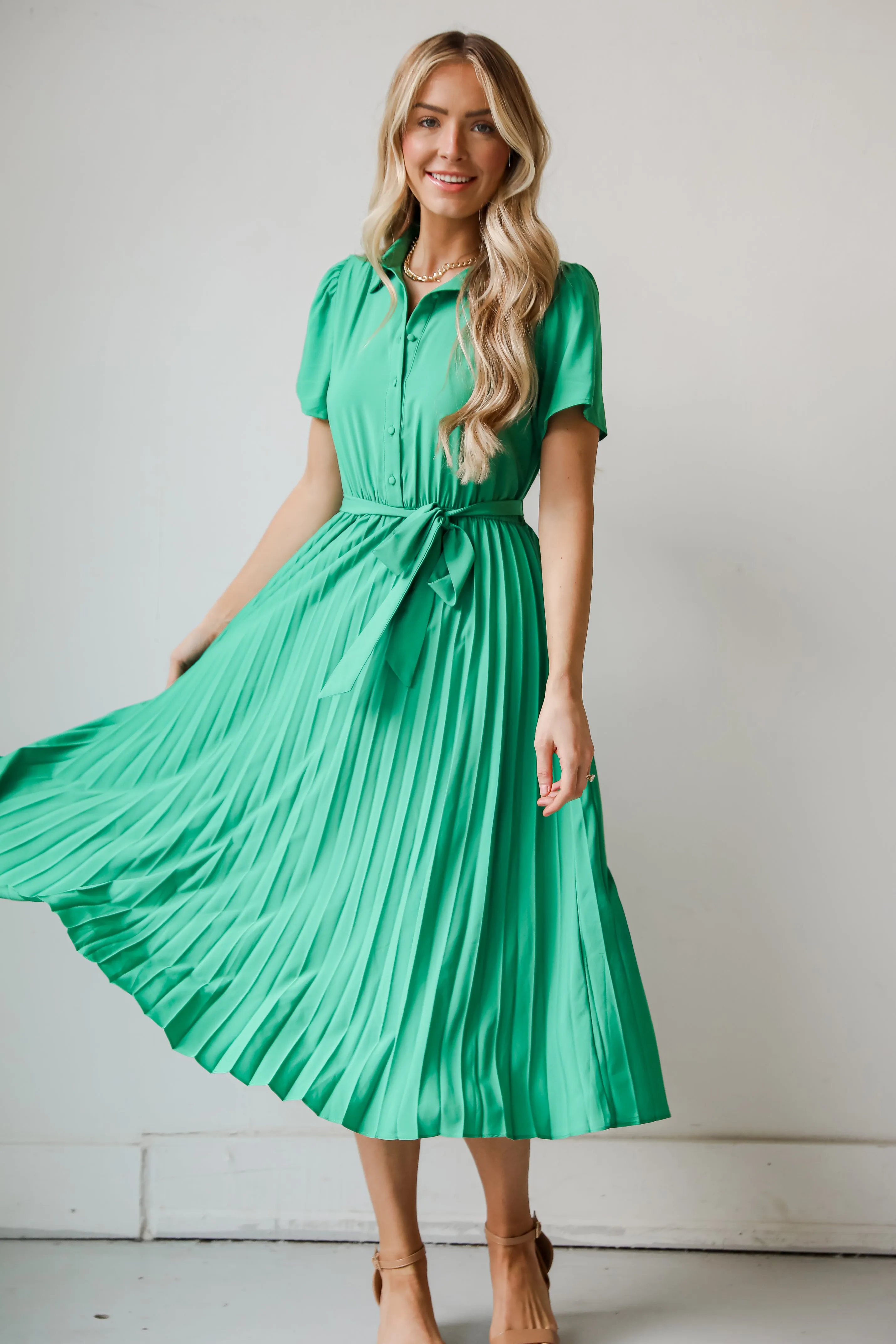 FINAL SALE - Desirable Date Pleated Midi Dress